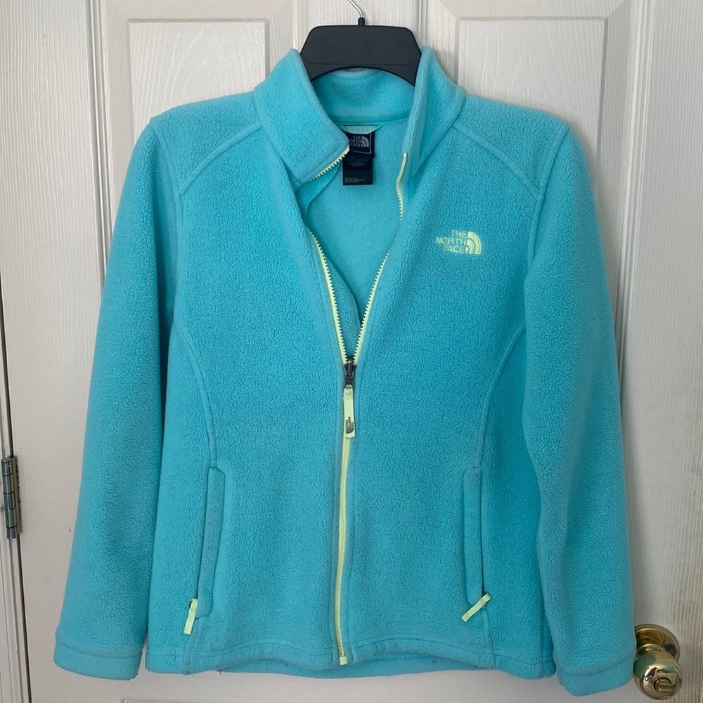 North Face Aqua Blue Zip Up Fleece